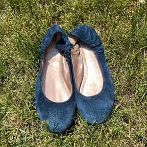 Blue Suede Ballerina Flats